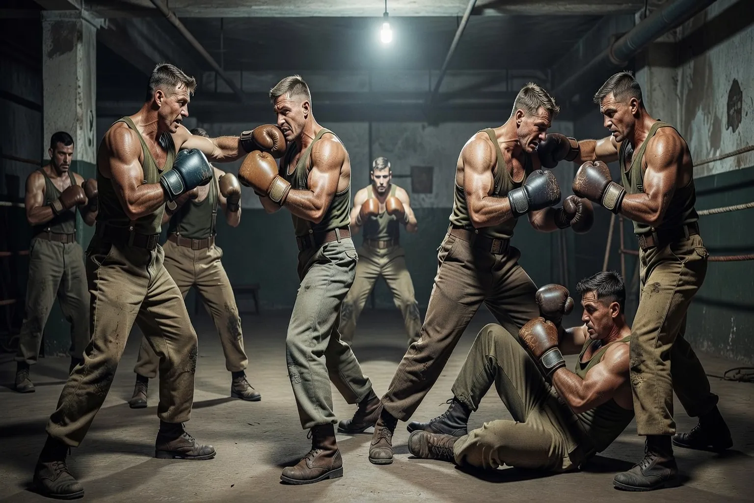 Exercice combiné boxe et combat rapproché, préparation physique soviétique