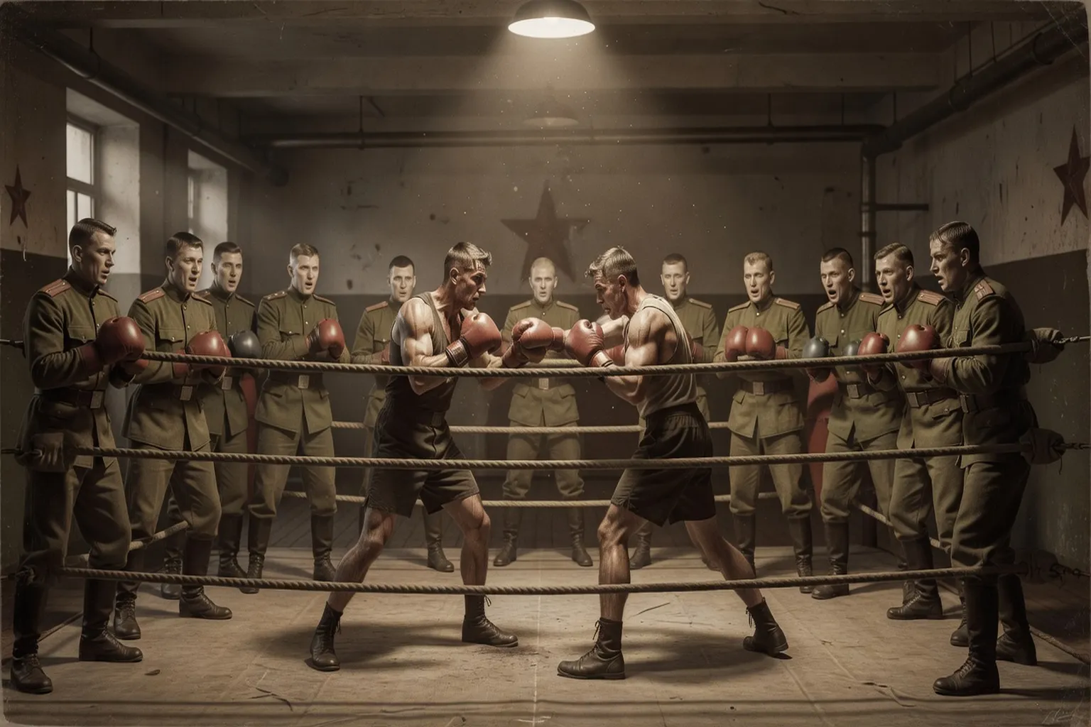 Séance d'entraînement de boxe militaire dans l'Armée rouge