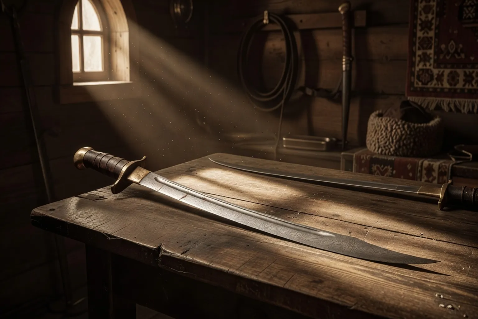 Chachka, sabre traditionnel cosaque sans garde à lame courbe