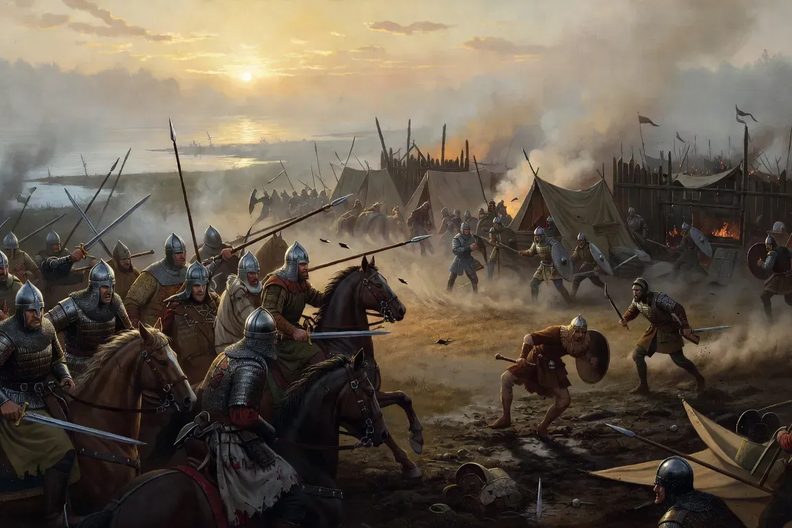 La bataille de la Neva 1240, Alexandre Nevski attaque le camp suedois