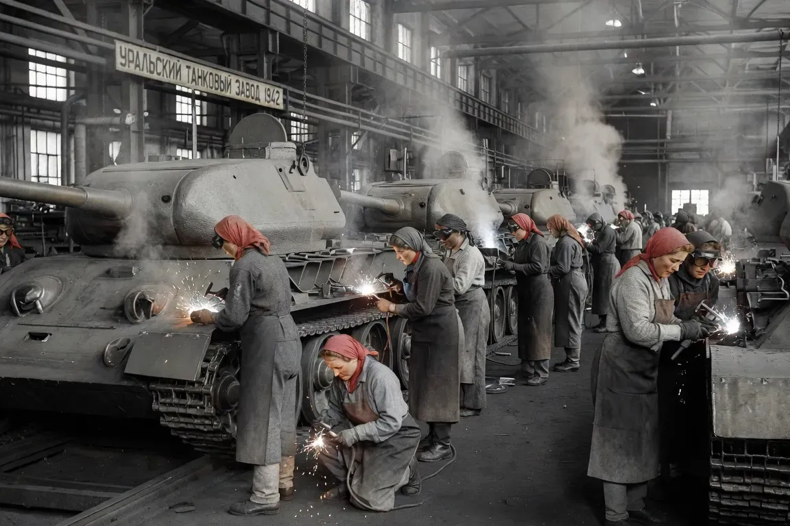 Production de chars T-34 dans une usine sovietique pendant la Seconde Guerre mondiale