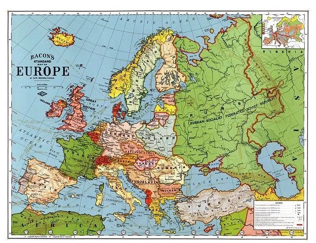 Carte de l'Europe a l'epoque des guerres napoleoniennes