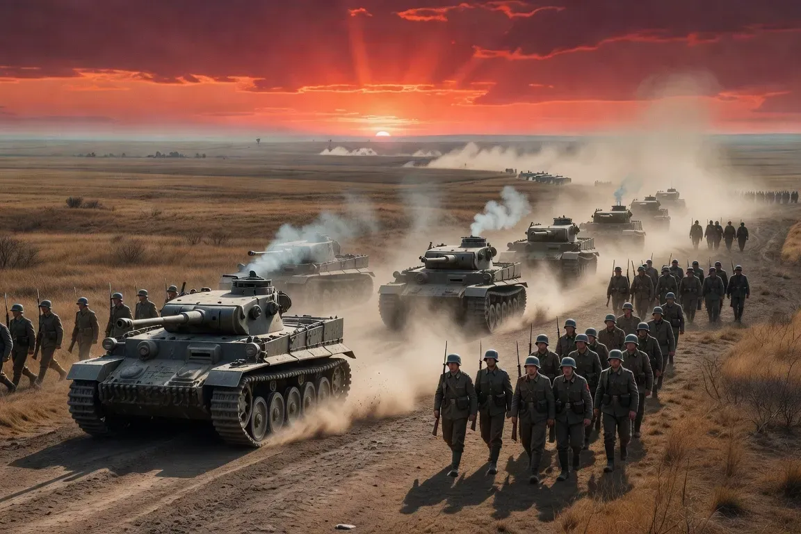 Tanks Panzer III de la Wehrmacht traversant la frontiere sovietique en juin 1941